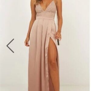 Showpo Blush Maxi Dress with Lace Detail